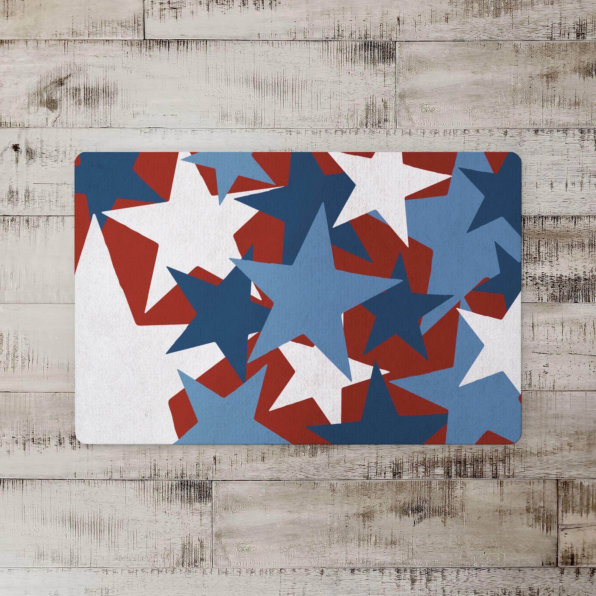 Designs Direct Red, White & Blue Star Pattern Floor Mat